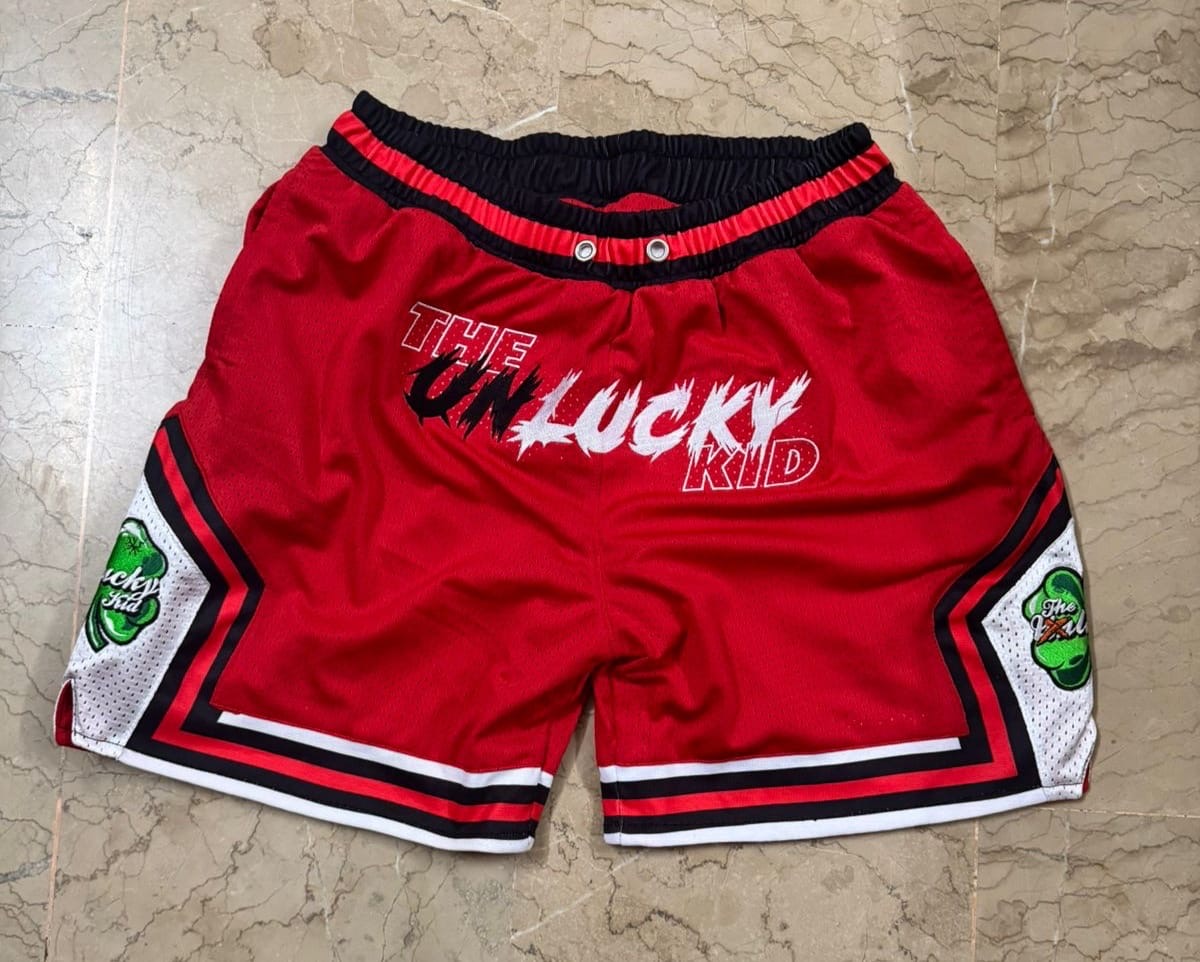 Fire red mesh shorts